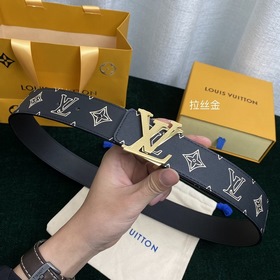 LV мужской двусторонний ремень С вышитым шелковым принтом Monogra