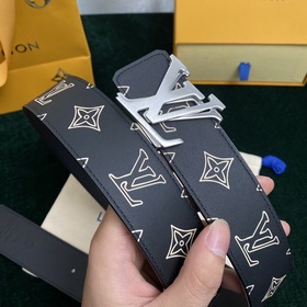 LV мужской двусторонний ремень С вышитым шелковым принтом Monogra