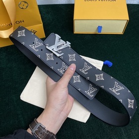 LV мужской двусторонний ремень С вышитым шелковым принтом Monogra