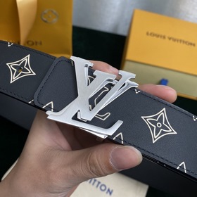 LV мужской двусторонний ремень С вышитым шелковым принтом Monogra