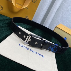 LOUIS VUITTON Ремень с застежкой-булавкой, код M0044, черный Имп
