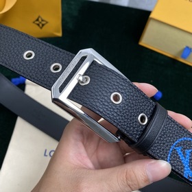 LOUIS VUITTON Ремень с застежкой-булавкой, код M0044, черный Имп