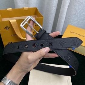 LOUIS VUITTON Ремень с застежкой-булавкой, код M0044, черный Имп