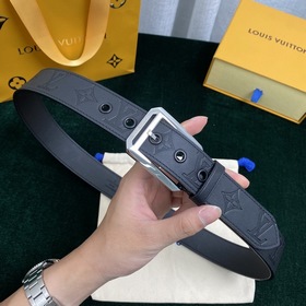 LOUIS VUITTON Ремень с застежкой-булавкой, код M0044, черный Имп