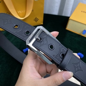 LOUIS VUITTON Ремень с застежкой-булавкой, код M0044, черный Имп