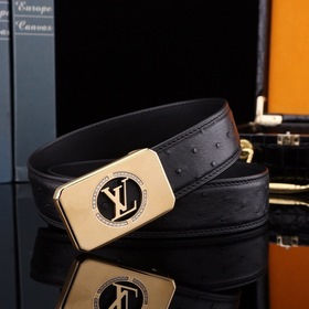 LV Louis Genuine ostrich leather belt with metal buckle Кожа： имп