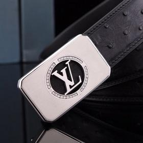 LV Louis Genuine ostrich leather belt with metal buckle Кожа： имп