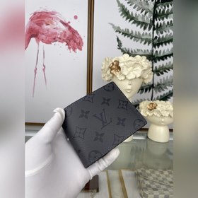Короткий кожаный бумажник LV Grey Flower Названный в честь Slend