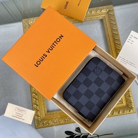 LV Модель： N63070 Черный кожаный кошелек Этот кошелек на молнии я