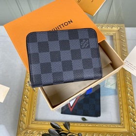 LV Модель： N63070 Черный кожаный кошелек Этот кошелек на молнии я