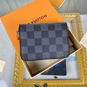 LV Модель： N63070 Черный кожаный кошелек Этот кошелек на молнии я