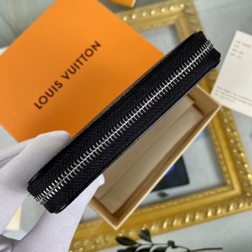 LV Модель： N63070 Черный кожаный кошелек Этот кошелек на молнии я