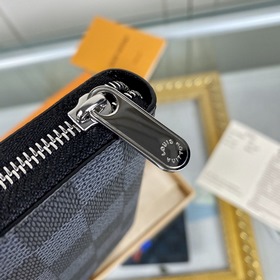 LV Модель： N63070 Черный кожаный кошелек Этот кошелек на молнии я