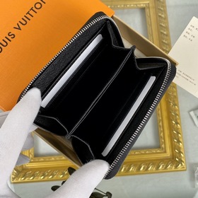 LV Модель： N63070 Черный кожаный кошелек Этот кошелек на молнии я