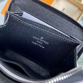 LV Модель： N63070 Черный кожаный кошелек Этот кошелек на молнии я