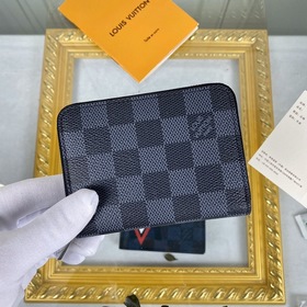 LV Модель： N63070 Черный кожаный кошелек Этот кошелек на молнии я