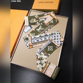 LV Confidential Monogram Giant Шарф-повязка на голову, 100% шелк 