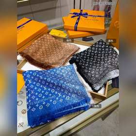 LV L Градиентный деним с цветочным узором 90 Шелковый платок 100