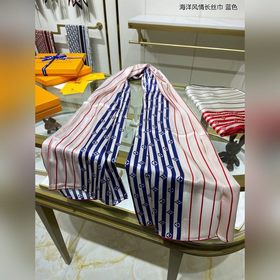 Длинный шарф в морском стиле, 100% шелк высшего качества Красные,