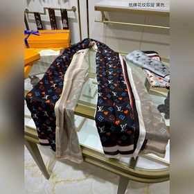 LV Двухслойный шелковый шарф с карточным узором, 100% шелк высше