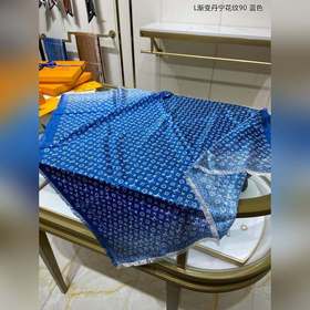 LV L Градуированный деним с цветочным узором 90 Шелковый платок 