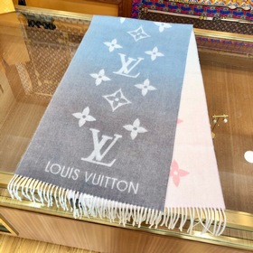 LV Шарф с градиентным переходом от серого к розовому, 100% овечья
