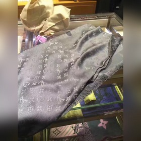 Louis Vuitton Серый серебряными нитями Классический квадратный ша