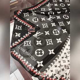 Длинный шарф из шелка серебряным узором LV. 100% шелк высшего кач