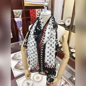 Длинный шарф из шелка серебряным узором LV. 100% шелк высшего кач