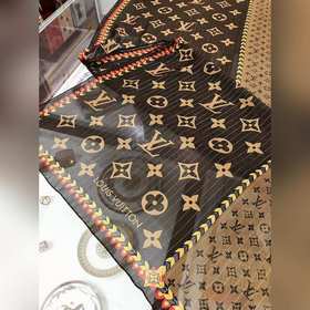 Длинный шарф из шелка серебряным узором LV. 100% шелк высшего кач