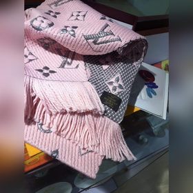 LV Шарф с цветочным узором и серебристой нитью