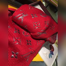 LV Шарф из драгоценных камней красного цвета серебряными нитями
