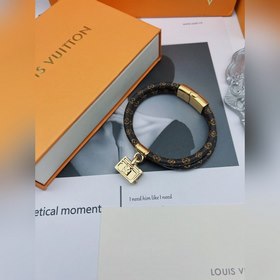 LV браслет из кожи с тиснением Двухслойный кожаный браслет с под