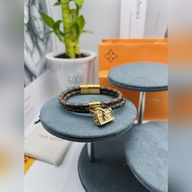 LV браслет из кожи с тиснением Двухслойный кожаный браслет с под