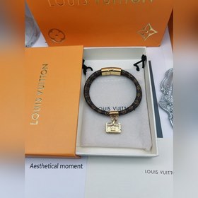LV браслет из кожи с тиснением Двухслойный кожаный браслет с под