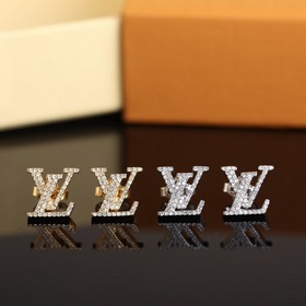 LV Iconic Серьги Серьги Кристаллы, инкрустированные в буквы брен