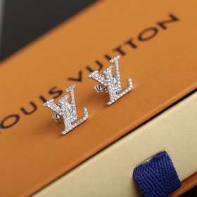 LV Iconic Серьги Серьги Кристаллы, инкрустированные в буквы брен