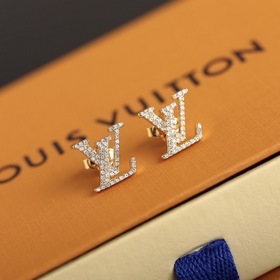 LV Iconic Серьги Серьги Кристаллы, инкрустированные в буквы брен