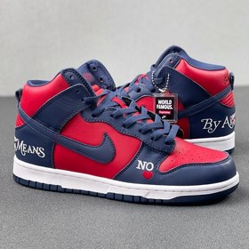 Supreme x Nike SB Dunk High Красно-синий Верхняя часть обуви вып