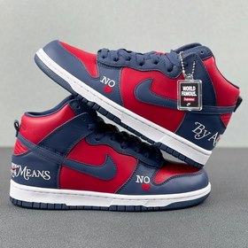 Supreme x Nike SB Dunk High Красно-синий Верхняя часть обуви вып