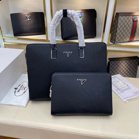 PRADA Мужская деловая сумка из кожи, модель 66615-1 Высококачеств