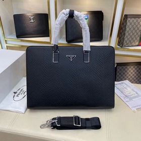 PRADA Мужская деловая сумка из кожи, модель 66615-1 Высококачеств