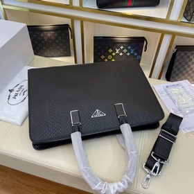 PRADA Мужская деловая сумка из кожи, модель 66615-1 Высококачеств