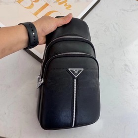 PRADA Летний поясной кожаный чехол для документов из кожи быка, м