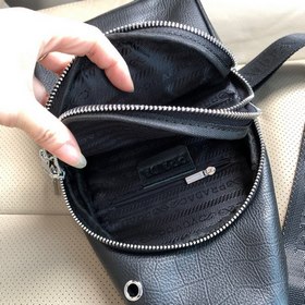 Мужская сумка через плечо PRADA из кожи первого слоя, черная, мод