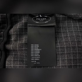 PRADA Весенне-летние брюки Ткань с черно-белым клетчатым узором,