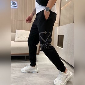 Классические брюки с логотипом бренда Prada Ткань изготовлена зак