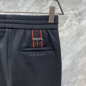 Классические брюки с логотипом бренда Prada Ткань изготовлена зак