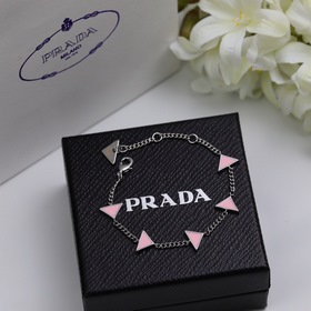 PRADA Розовый треугольный браслет с логотипом, элегантный изыскан