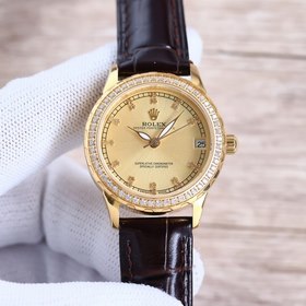 Роскошные женские часы Rolex 33 мм с тремя стрелками, сверхярким 
